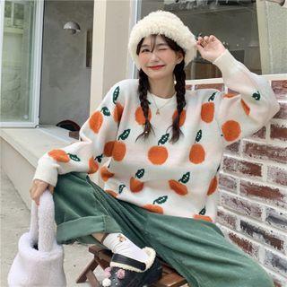 Long-sleeve Orange Embroidered Sweater