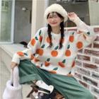 Long-sleeve Orange Embroidered Sweater