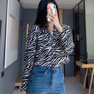 Zebra Pattern Cropped Blazer