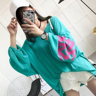 Printed Loose Fit Long-sleeve Top