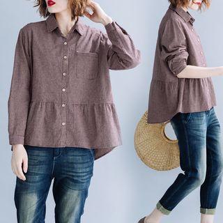 Ruffle Trim Shirt Red - Xxl