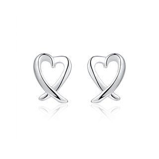 Simple Fashion Hollow Heart Stud Earrings Silver - One Size