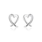 Simple Fashion Hollow Heart Stud Earrings Silver - One Size