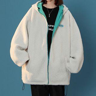 Applique Fleece Panel Zip Jacket