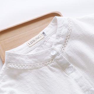 Perforated Stand-collar Blouse
