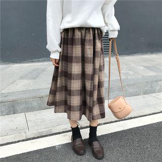 Plaid Skirt Brown - One Size
