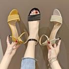 Stripe Open Toe Kitten Heel Sandals