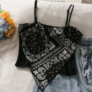 Printed Crop Top Black - One Size