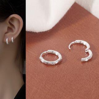 Sterling Silver Rhinestone Mini Hoop Earring