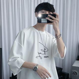 Short-sleeve Round Neck Letter Print T-shirt
