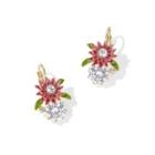 Flower Rhinestone Glaze Alloy Dangle Earring 1 Pair - Gold - One Size