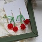 Cherry Bead Dangle Earring / Clip On Earring
