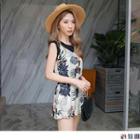 V-neck Floral Spaghetti Strap Playsuit