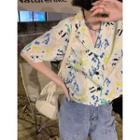 Short-sleeve Print Loose-fit Shirt As Figure - One Size