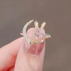 Rhinestone Rabbit Moon Open Ring Ly2220 - Pink - One Size