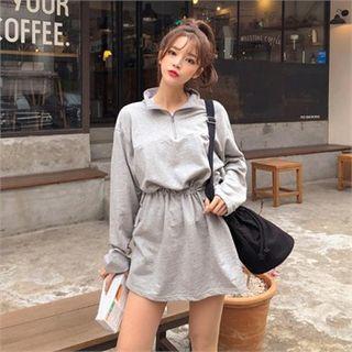 High-neck Drawcord-waist Pullover Dress