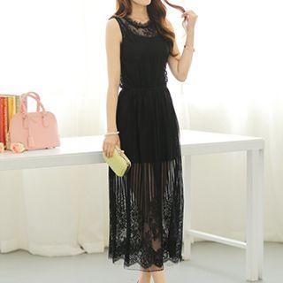 Set: Lace Maxi Dress + Slipdress