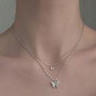 Butterfly Pendant Layered Alloy Necklace