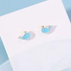 925 Sterling Silver Whale Earring 1 Pair - Light Blue - One Size
