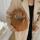 Faux Leather Pleated Hand Bag