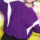 Two-tone Furry Pullover Purple - One Size