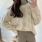 Perforated Sweater / Long-sleeve Cowl-neck Top