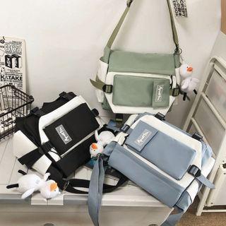 Two-tone Buckled Nylon Crossbody Bag