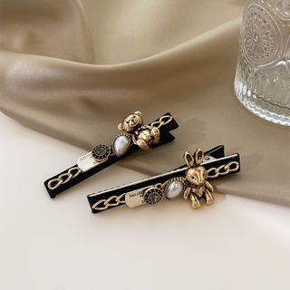 Rhinestone Faux Pearl Rabbit Hair Clip