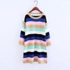 Striped Long Sweater As Shown In Figure - One Size