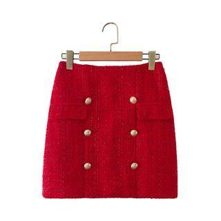 Tweed Double Breasted Mini Skirt