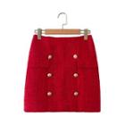 Tweed Double Breasted Mini Skirt