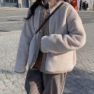 Reversible Plaid Snap-button Jacket