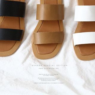Dual-band Faux-leather Slide Sandals