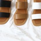 Dual-band Faux-leather Slide Sandals