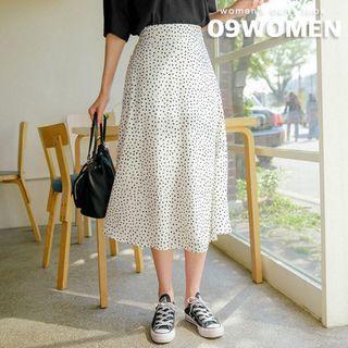 Plus Size Dotted Flared Midi Skirt