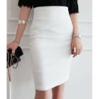 Embroidered-trim Pencil Skirt
