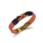 Fashion Vintage Plated Gold Infinity Symbol Brown Leather Bracelet Golden - One Size