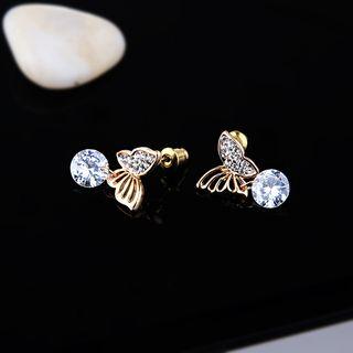 Rhinestone Butterfly Drop Earring Gold - One Size