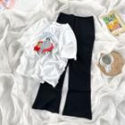 Short-sleeve Print T-shirt / Flared Pants
