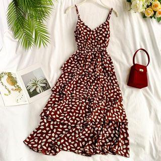 Print Tiered Midi Sundress