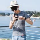 Short-sleeve Round Neck Striped T-shirt