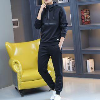 Set: Plain Half Zip Hoodie + Jogger Pants