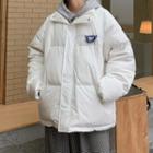 Long Sleeve Stand Collar Applique Padded Coat