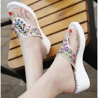 Beaded Wedge Flap-flops