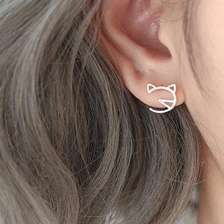 925 Sterling Silver Cat Earring As Shown In Figure - One Size