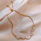 Heart Alloy Bracelet White & Gold - One Size