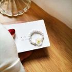 Flower Beaded Ring 1 Pc - White - One Size