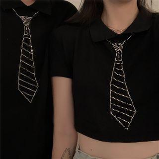 Couple Matching Short-sleeve Rhinestone T-shirt
