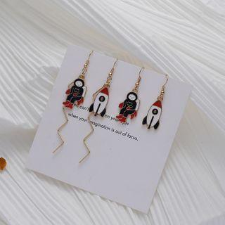 Astronaut & Rocket Glaze Dangle Earring