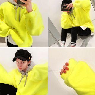 Hooded-layered Fleece-lined Pullover